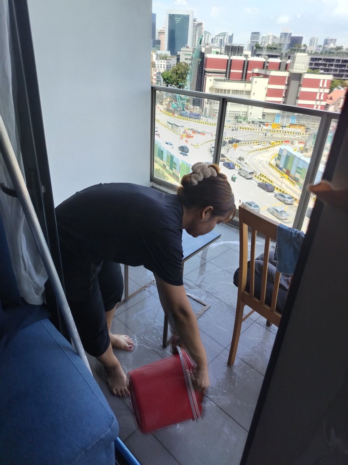 Cleaning a home balcony